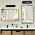 thumbnail image 3 of TEWLOSS Wavy Mirrors Wall Mirror, 36"x24" Bathroom Mirror Wood Framed, Natural, 3 of 11
