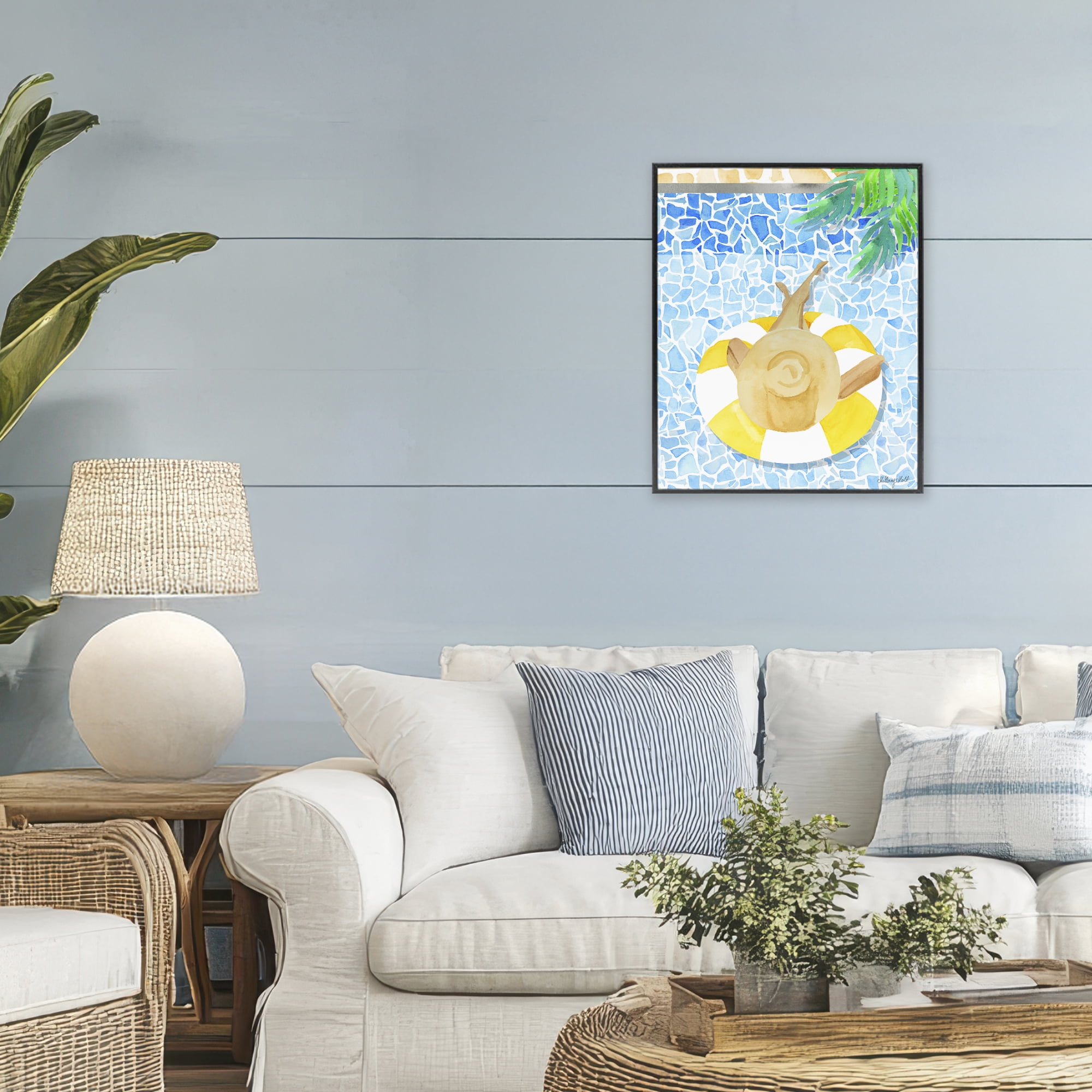 Stupell Industries Summer Poolside Drift Black Framed Giclee Art, design by Hillary Holt