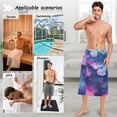thumbnail image 7 of Butterflies Purple Bath Towel Wrap for Man Adjustable Shower Wrap Button Closure Body Towel for Sauna Gym, 7 of 7