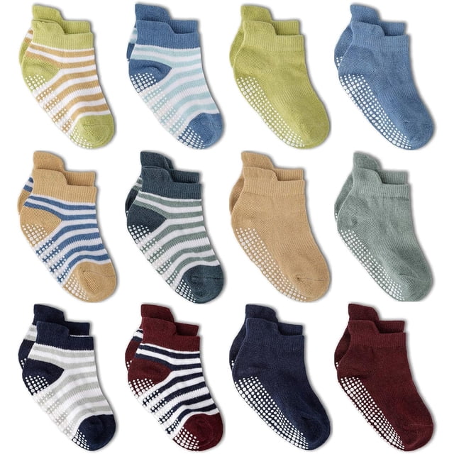 Zaples Calcetines tobilleros antideslizantes para bebés con suelas antideslizantes para bebés, niños pequeños, niños y niñas