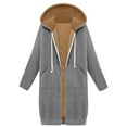 thumbnail image 3 of BiZtdJrK Long Jackets for Women Casual Zip Up Fleece Lined Hoodies Fall Winter Warm Sherpa Sweatshirts Coat Solid Color Going Out Tops with Pocket Gray L, 3 of 8