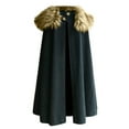 thumbnail image 2 of WAENQINLA Cloak Coat for Men Winter Warm Gothic Wool Faux Fur Collar Long Cape Cloak Vintage Medieval Viking Fleece Jackets, 2 of 2