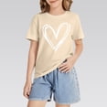 thumbnail image 6 of YunPes Cute Heart Print Shirt Casual Loose Fit Short Sleeve Summer Streetwear Sports Top Valentine's Day Basic Toddler Undershirt, 6 of 8
