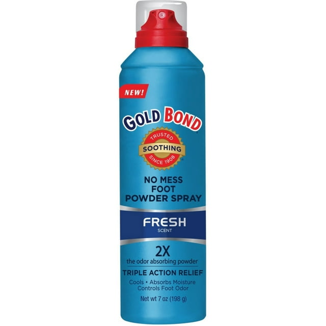 Gold Bond No Mess Foot Powder Spray, Fresh 7 oz (Pack of 3)