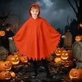 thumbnail image 5 of Yuncity Kids Halloween Cape Ghost Print Hooded Sleeveless Cloak Cozy Lightweight Fall Winter Poncho Holiday Party Stage Performance Orange, 5 of 7