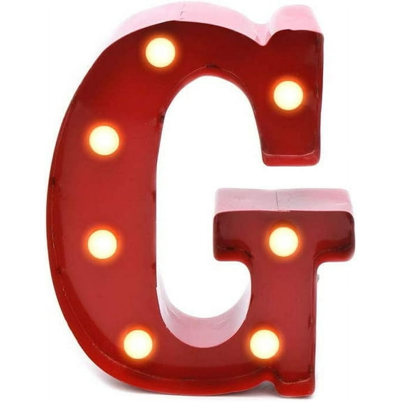 Home by Jackie Inc Decorative Red Vintage Metal Hanging Light up LED Letter “G”