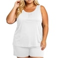 thumbnail image 4 of Ynynloco Womens Plus Size Sleeveless Pajamas Set Casual Loose Sleepwear Soft Pj Sets Tank Top and Shorts 2 Piece Loungewear XL-5XL, 4 of 9
