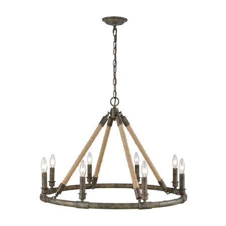 

Transitional Eight Light Chandelier in Brown Grey Rust Finish Bailey Street Home 2499-Bel-3332677