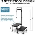 thumbnail image 5 of 2 Step Stool with Handle for Elderly - Bed Steps for High Beds with Adjustable Handrail &Non-Slip Platform, Holds up to 450 lbs, 5 of 7
