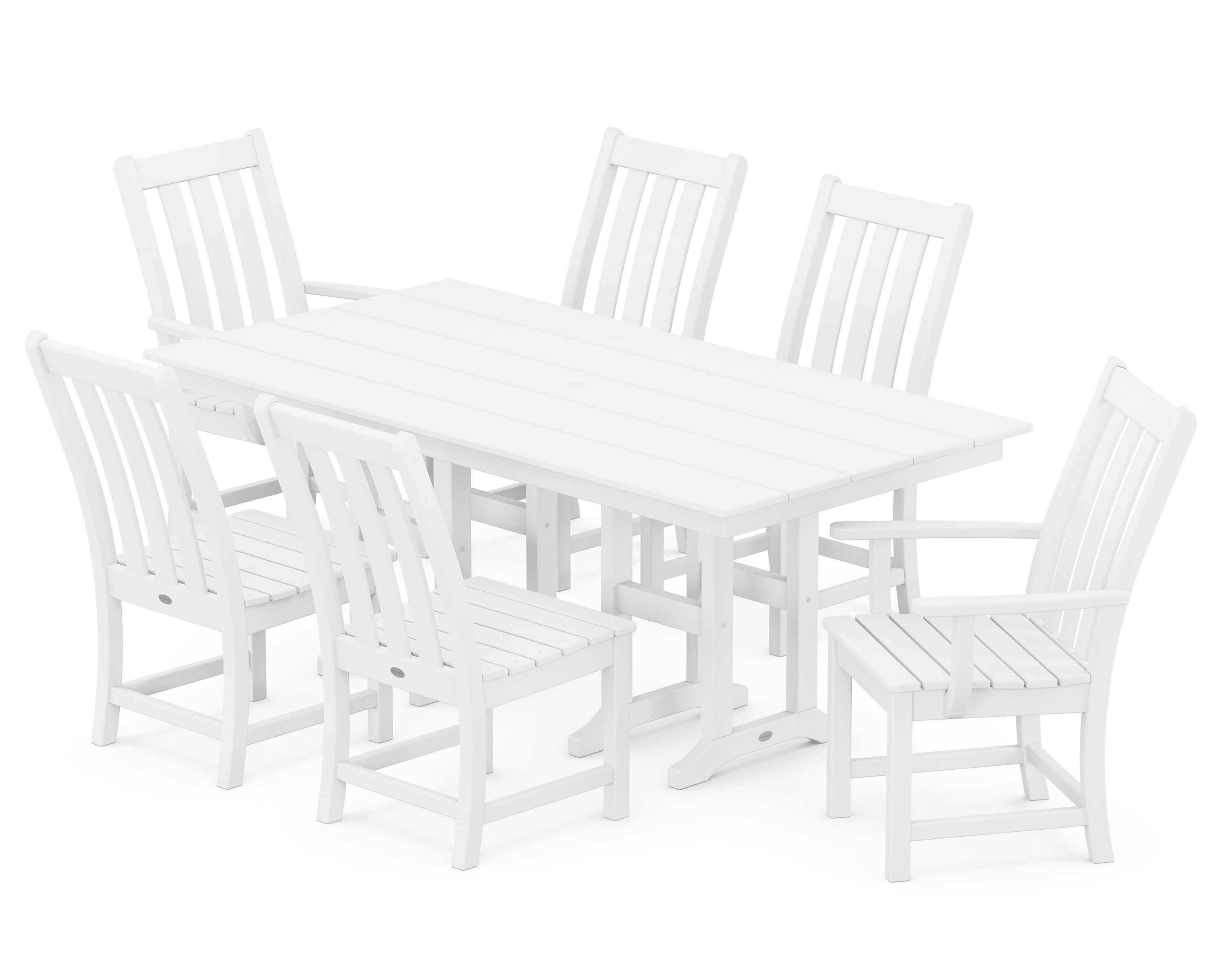 POLYWOOD Vineyard 7Piece Farmhouse Dining Set in White