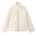 thumbnail image 5 of Kids Winter Jacket Double Zipper Sherpa Fleece Coat Boys Girls Fuzzy Fluffy Overcoat Outerwear with Pockets (5-6 Years, White), 5 of 6