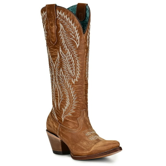 CORRAL Adult Female Golden Embroidery Boots, Color: Brown, Size: 10, Width: M (A4216-M-10)