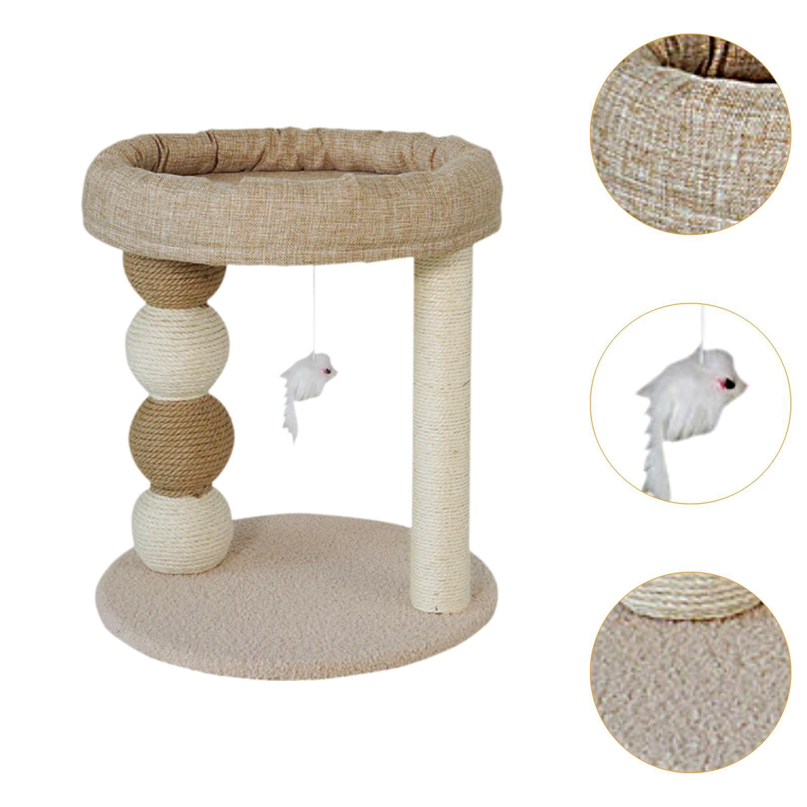 Serenable Cat Scratch Post with Carpeted Base,Small Cat Tree,Cat Supplies Furniture,Kitty Playing Perch for Small Cat,Sisal Cat Scratcher brown