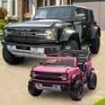 thumbnail image 6 of 24V 2 Seater Ride on Toy Car, Licensed Ford Bronco Raptor Ride on Trucks with Remote Control, Bluetooth Music Player, Spring Suspension, 24v Ride on Toys for Big Kids Boys Girls Ages 3-8, Pink, 6 of 11