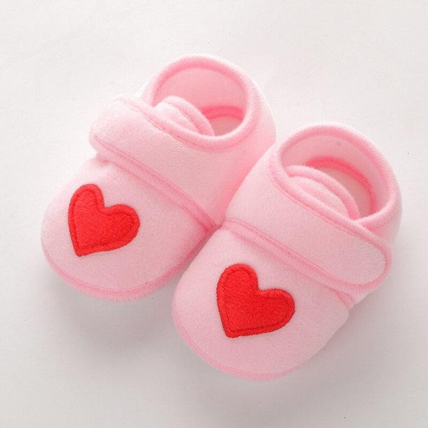 Girls Shoes Newborn Toddlers First Walkers Baby Red Heart Princess Shoes Soft Sole Non-slip Footwear Infant Crib ShoesPink13(11.5cm) He Qiyong unisex