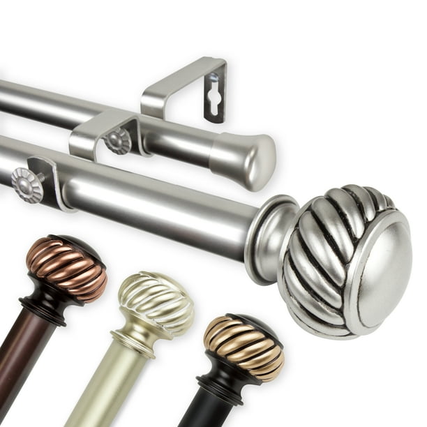 Baldir Double 1 Dia Curtain Rod 48 84 Inch Light Gold Walmart Com Walmart Com