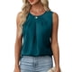 thumbnail image 1 of TaTaai Womens Casual Satin Top Sleeveless Round Neck Pleated Blouse Loose Fit Silky Cami Dressy Evening Wear Gift, 1 of 7