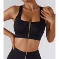 thumbnail image 2 of Sujetador deportivo ejercicio jogging correr a prueba de golpes push up cremallera frontal apertura mujeres entrenamiento sujetador negro M, 2 of 8