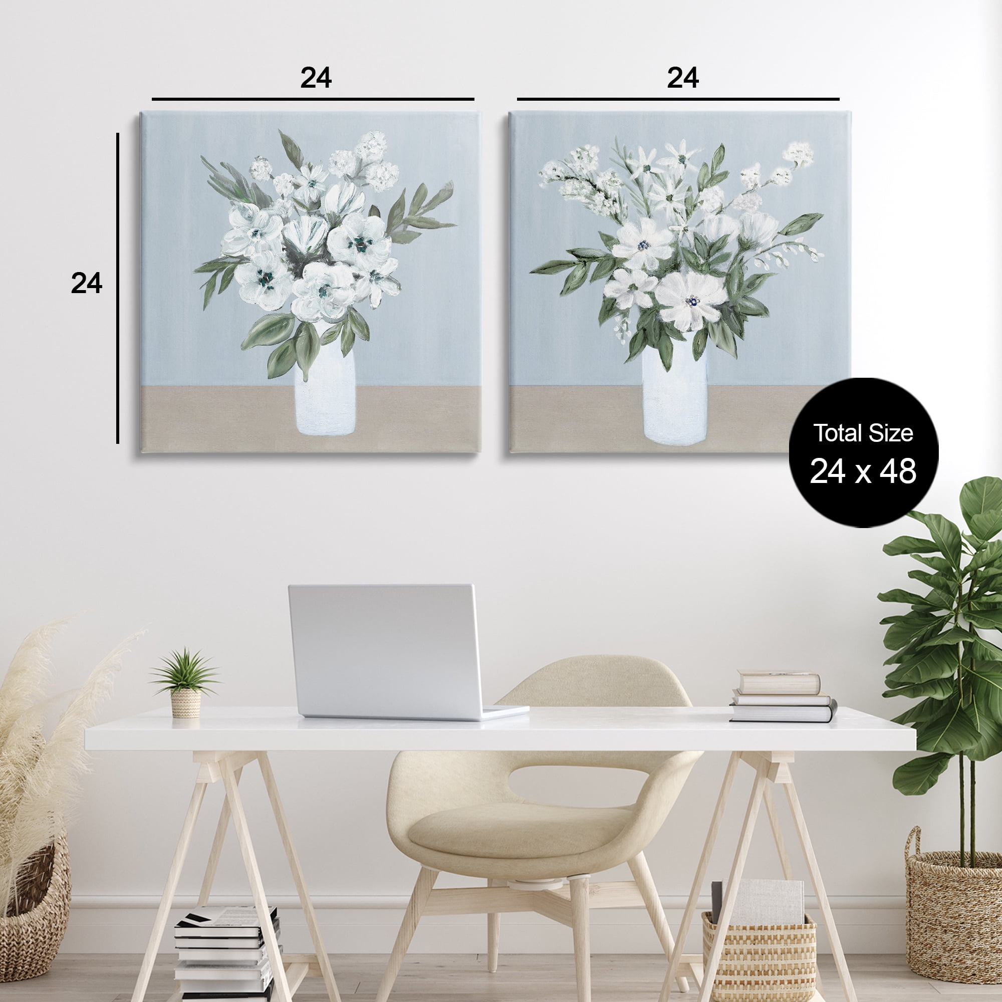 Stupell Industries Mixed White Blossoms 2 Piece Canvas Wall Art Set, design by Marilyn Dunlap