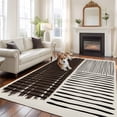 thumbnail image 2 of Large Area Rugs for Living Room Bedroom, Black Striped 6'x9' Rug Washable Carpet Runner Indoor Outdoor, Farmhouse Stripes Modern Abstract Art Non Slip Floor Mats Rug for Kitchen, Playroom, 2 of 8