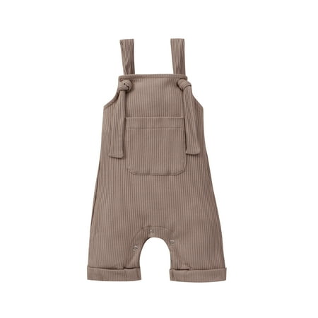 

Canrulo Infant Baby Boy Girl Knitted Romper Jumpsuit Overalls Suspender Bib Pants Outfits Brown 6-12 Months