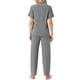 thumbnail image 3 of Conjunto de pijama para mujer INSPIRE CHIC, con botones, suave, de manga corta, ropa de dormir, pantalones largos, conjunto de 2 piezas, XL, gris oscuro, 3 of 6