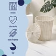 thumbnail image 2 of happimess Ollie Coastal Contemporary Resin 4.7-Gallon Tapered Round Wicker Waste Basket with Lid, White (Set of 2), 2 of 6
