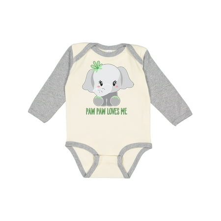 

Inktastic Paw Paw Loves Me- cute elephant Gift Baby Boy or Baby Girl Long Sleeve Bodysuit