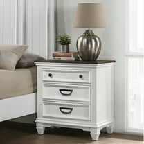 Roundhill Furniture Clelane Contemporary Wood 3-Drawer Nightstand, Weathered White