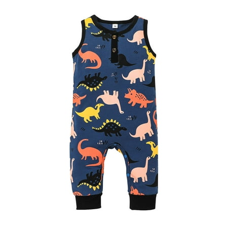 

Baby Girl Clothes Sleeveless Cartoon Dinosaur Printed Romper Jumpsuit Toddler Girl Clothes