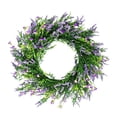 thumbnail image 3 of Corona de flores de verano, guirnalda de lavanda artificial para decoración de puertas de interiores y hogares. Púrpura, 3 of 9