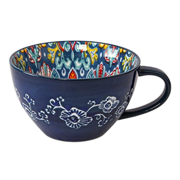 Bohemian Ceramic Coffee Mug with Unique Design, 400ml Heat-Resistant Tea Cup for Hot Drinks, Elegant Multicolor Mug for Home Office Use, Ideal Gift for Daily Beverages
