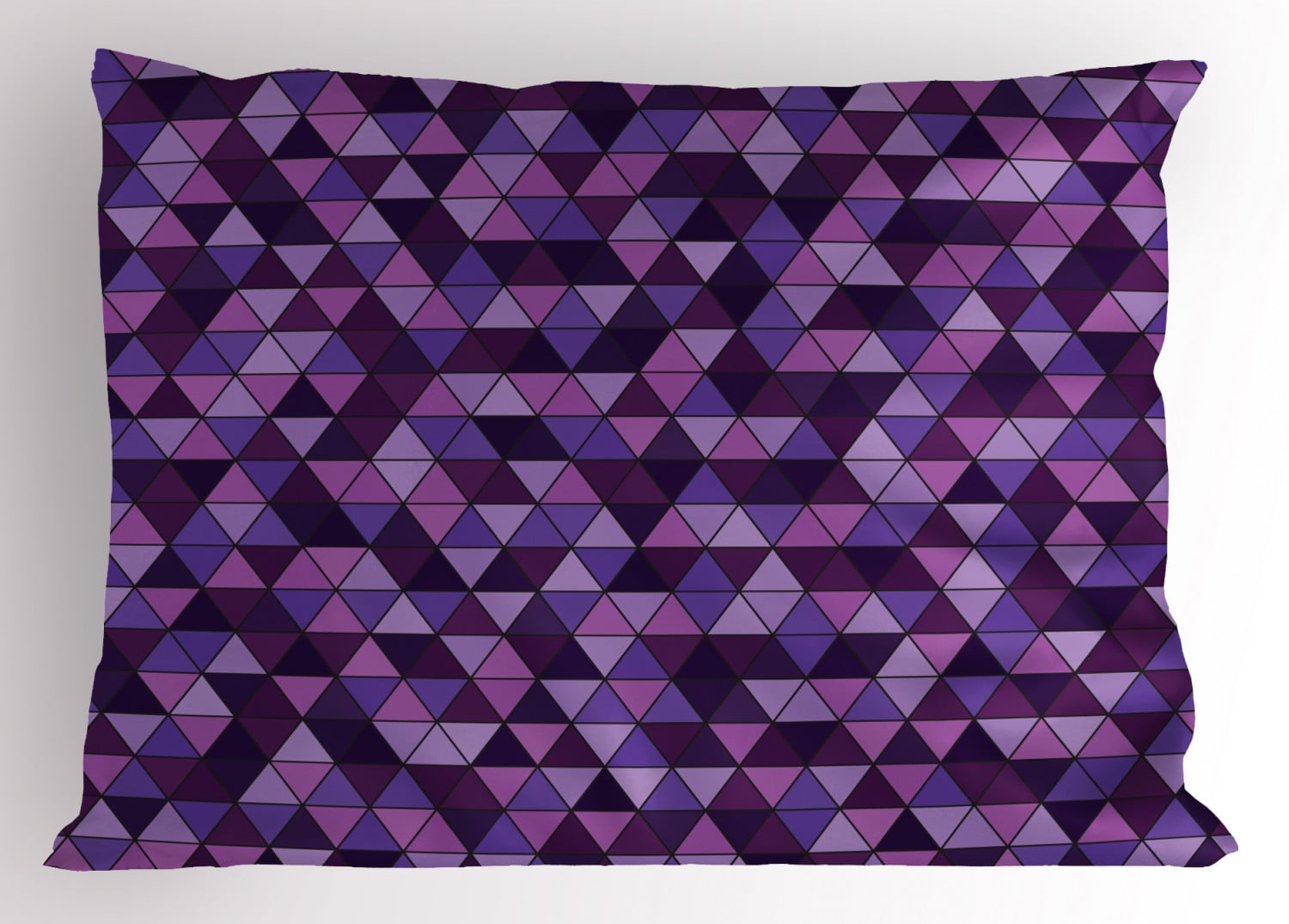 Geometric Pillow Sham, Triangle Grid Pattern Mosaic Tile in Lavender
