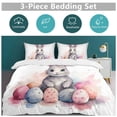 thumbnail image 5 of 3 Pcs Soft Bedding Set, Includes 1 Duvet Cover with Zipper And 2 Pillow Shams,Cute Rabbit Egg King(102"×90"), 5 of 8