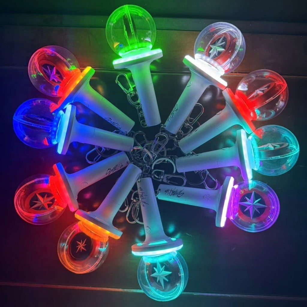 Kpop Idol Stray Kids Mini Lightstick Ring Keychain, Multicolor