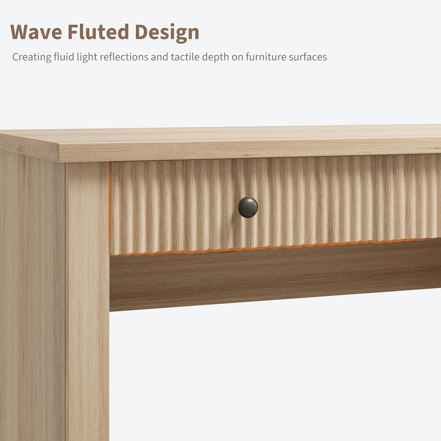 Modern 54" Fluted Home Office Desk with Charging Station, Wooden Executive Writing Desk, File Drawers for Study Room, Office Storage Solution