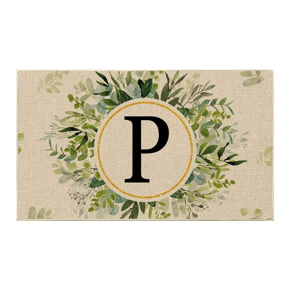 1PCS Summer Floor Mats Letter Family Last Name Initial Doormat Holiday Welcome Mats for Home Entry and Outdoor Areas
