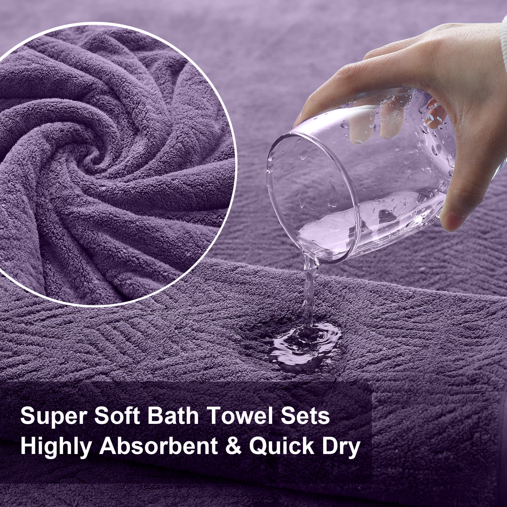 Green Essen 4 Pack Oversized Bath Towel Sets 35"x 70"Highly Absorbent Quick Dry Bath Sheets 600 GSM Extra Large Bath Towels Clearance Soft Shower Towels for Bathroom Spa Hotel Gym Pet(Dark Purple)
