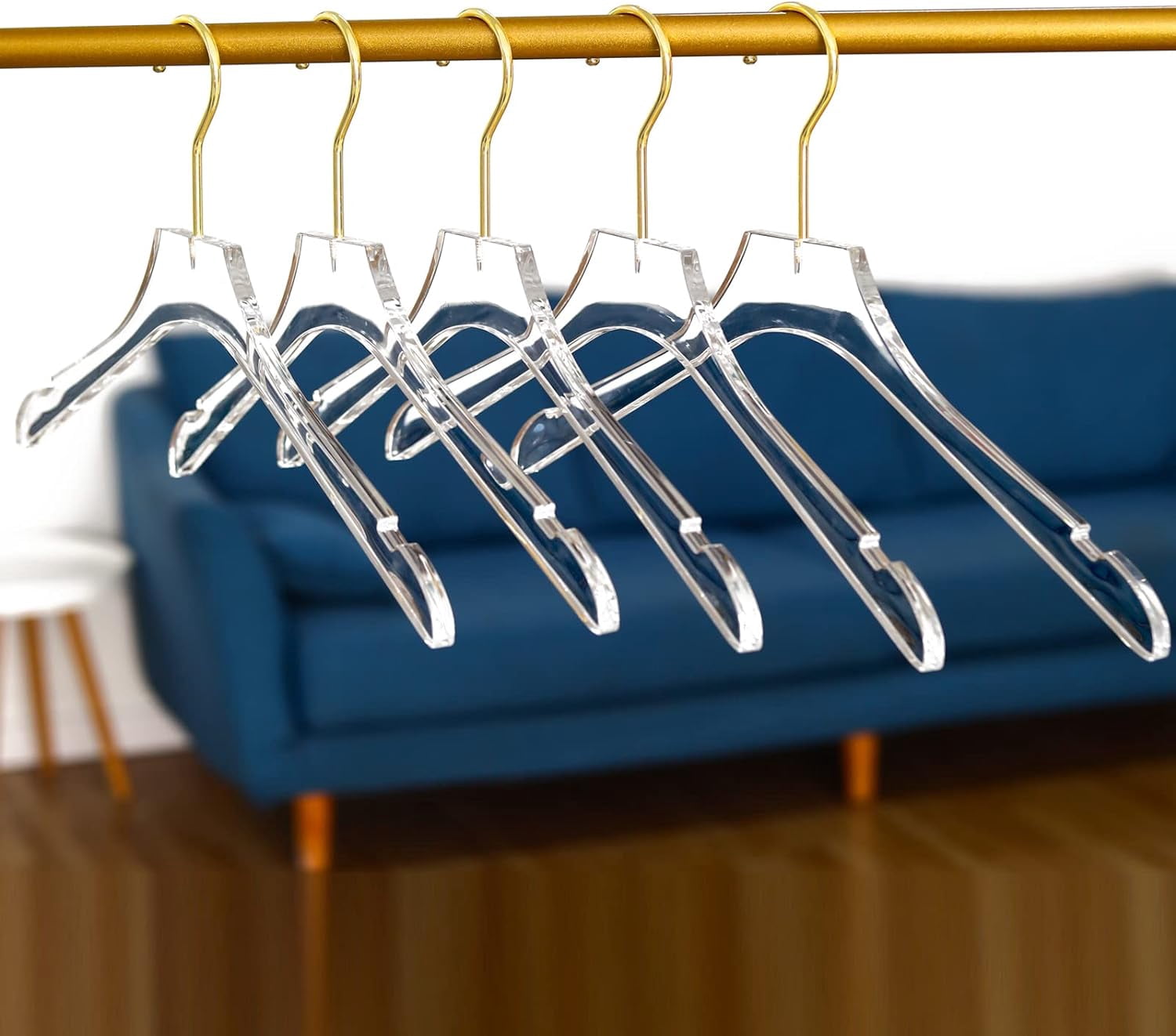 15 Pack Acrylic Hangers with Gold,Acrylic Clear Hangers,Premium Crystal Dress Hangers Swivel Gold Hook Luxurious Shiny Clothes Hangers(Clear-Style A)