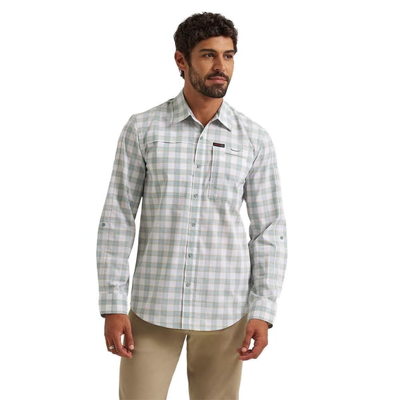 Wrangler Mens Abyss Check Hike To Fish ATG Shirt