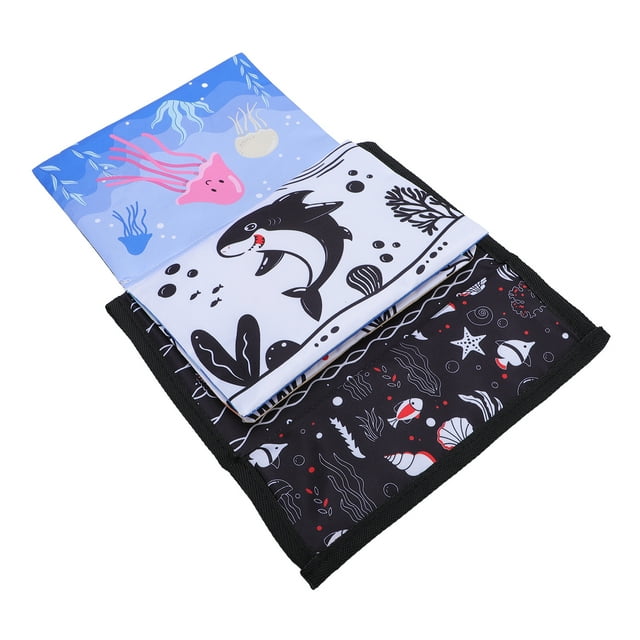 Baby Mirror Tummy Time Toys, Sensory Activity Ocean Animal Cloth Book Toy for Kids
