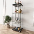 thumbnail image 4 of FFZ Modern Glass Display Cabinet LED Lights Tempered Bookshelf 1-Door 3-Shelf Black, 4 of 12