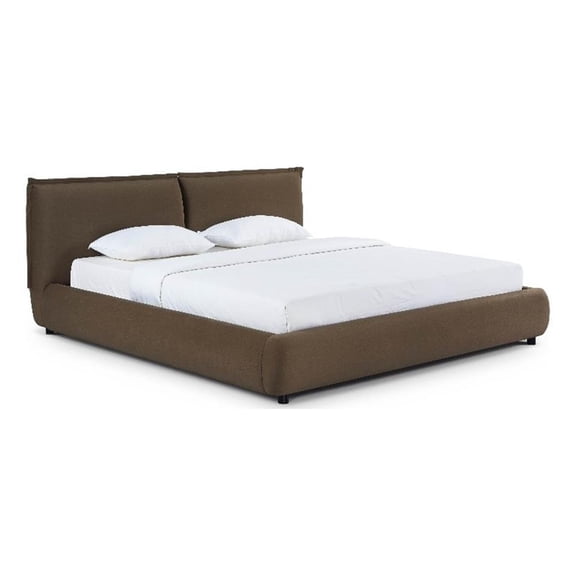 Pemberly Row Contemporary Brown Faux Mohair Upholstered King Bed