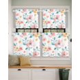 thumbnail image 2 of Watercolor Flower Short Blackout Curtains 30Inch Long Retro Red Yellow Floral Garden Rod Pocket Kitchen Curtains, 2 Panels Thermal Insulated Room Darkening Drapes for Bedroom, 30"W x 30"L, 2 of 5