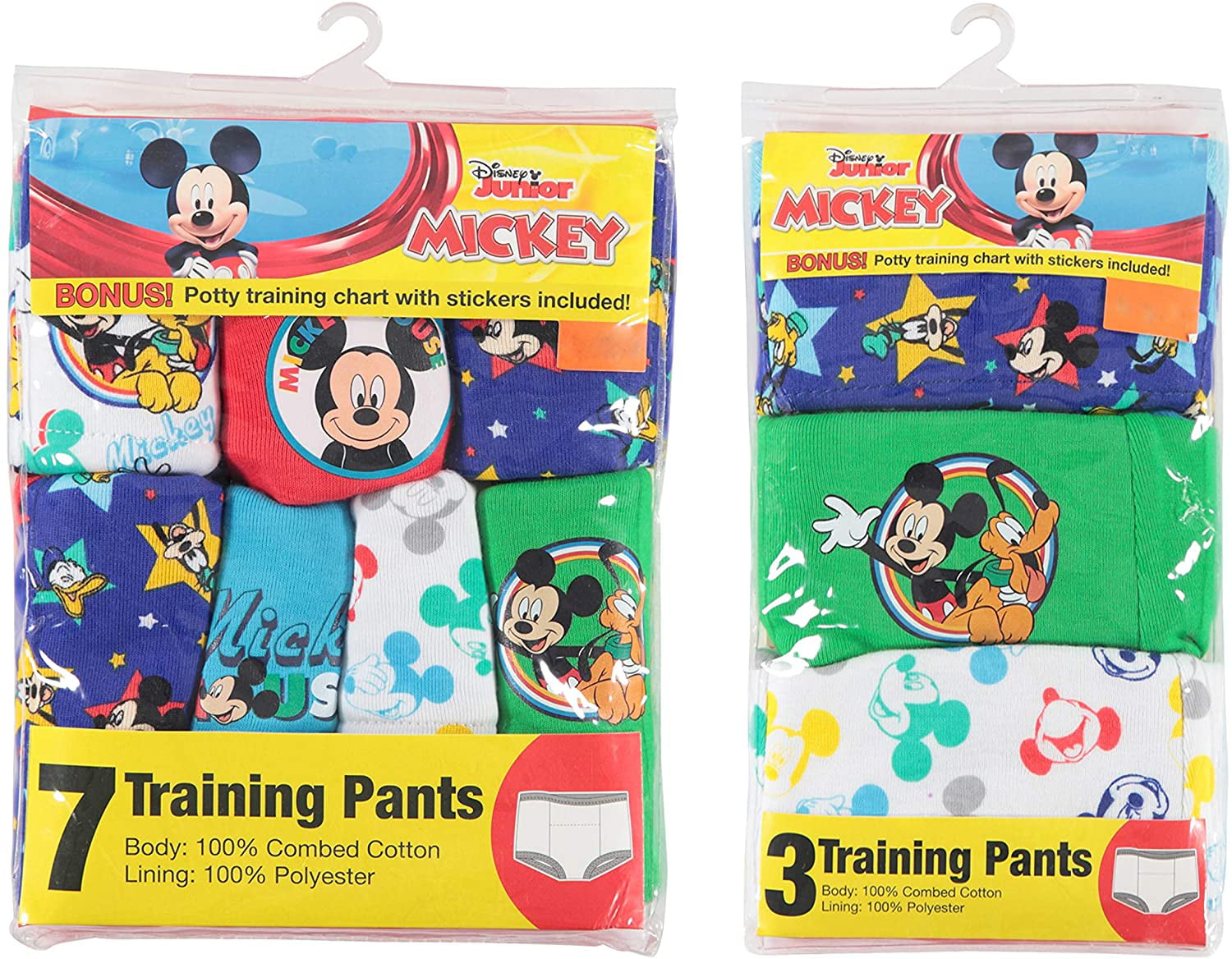 Handcraft Disney Mickey Mouse Boys Potty Training Pants Underwear Toddler 7-Pack  Size 2T 3T 4T 