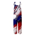 thumbnail image 5 of 2026 Summer Patriotic Jumpsuit for Women 4th of July Adjustable Straps Casual Print Sleeveless with Pocket Relaxed Fit Suspenders Wide Leg Pants Brick Red XL, 5 of 5