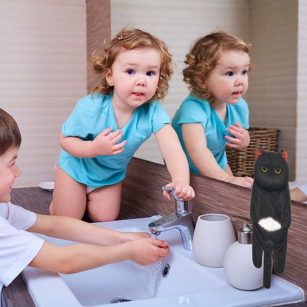 Toalla de mano para gatos divertida - Toalla decorativa de cocina y baño de 25x6 pulgadas con botón de presión - Súper absorbente y suave - Regalo de inauguración