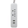 thumbnail image 2 of Prime PBUF0002 6 ft. 2-Outlet & 2-Usb Fabric Accent Power Strip Cord, White, 2 of 2