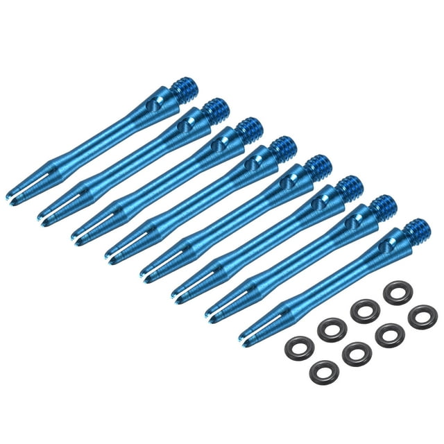 Uxcell 8Pcs Aluminum Dart Shafts 2BA Thread Dart Stems Replacement Accessories with Rubber Rings for Steel Tip Sky Blue 35mm