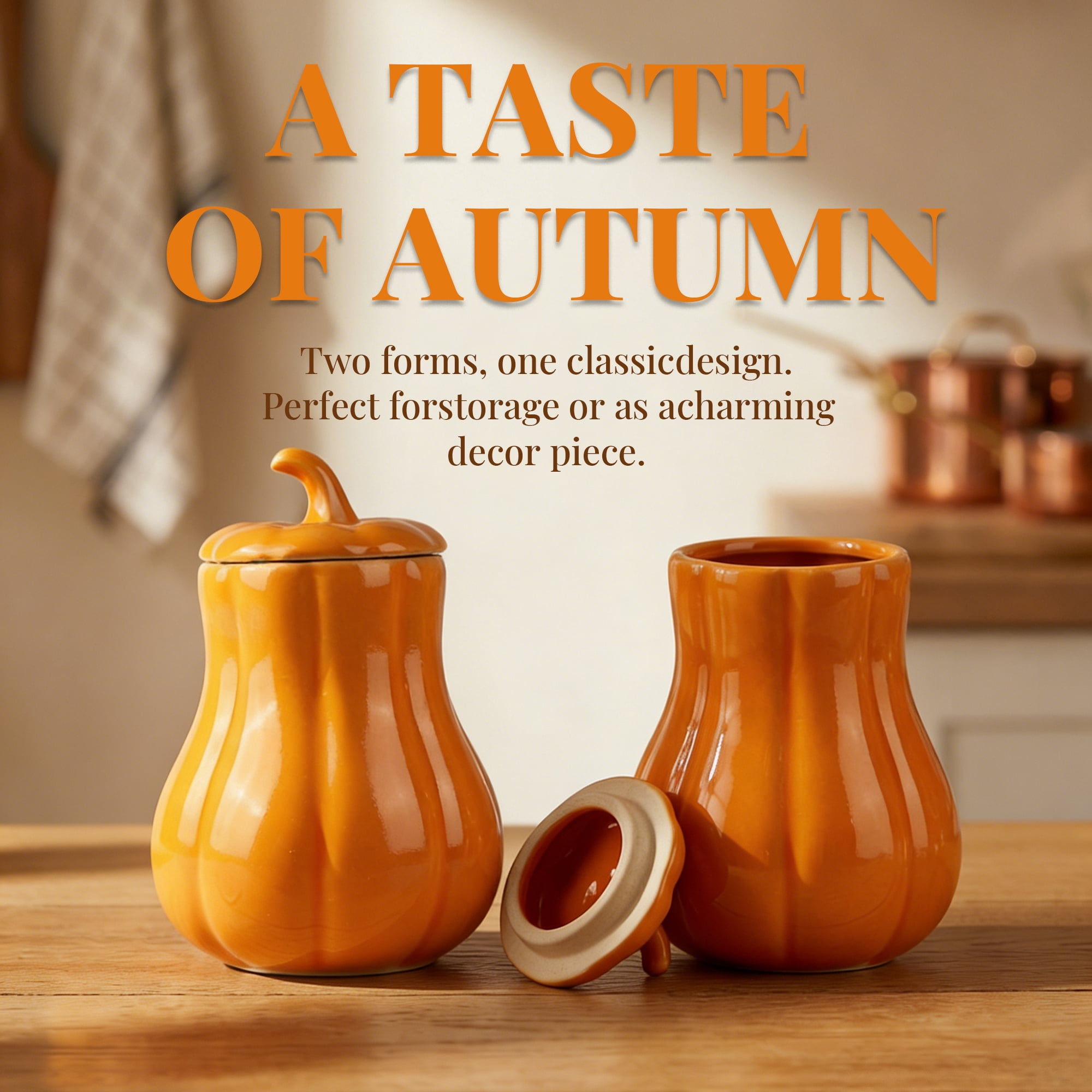 Unique Bargains Tall Pumpkin Shape Ceramic Jar with Airtight Lid for Fall Decor